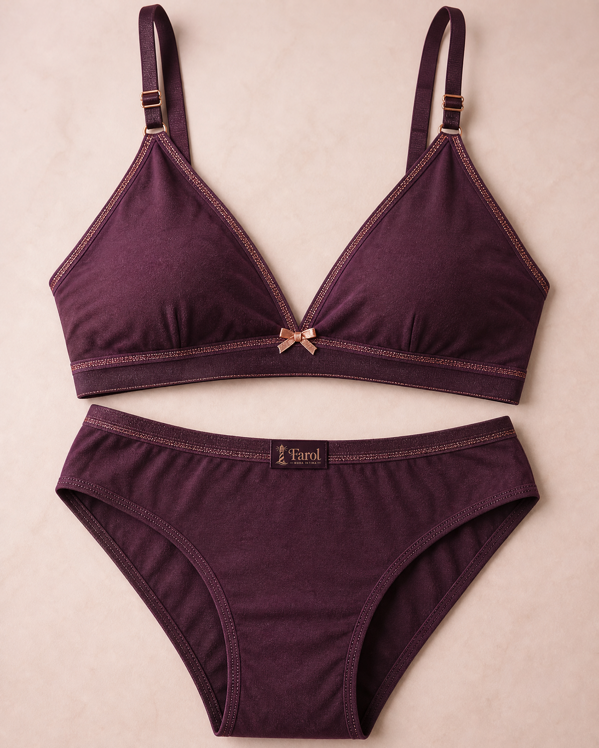 Conjunto Lingerie Selene Sutiã Top e Calcinha Sem Costura Confortável Feminino Adulto